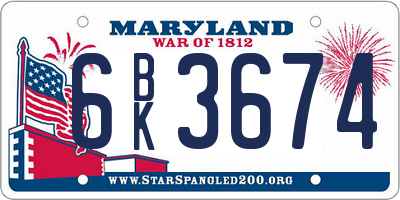 MD license plate 6BK3674