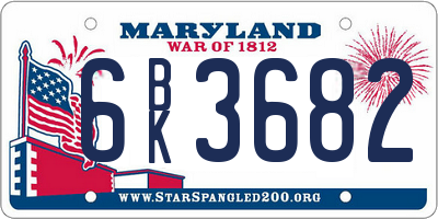 MD license plate 6BK3682
