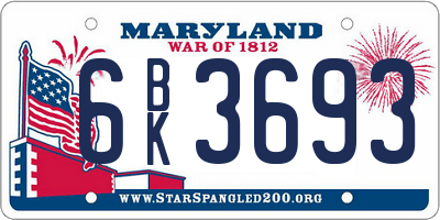 MD license plate 6BK3693