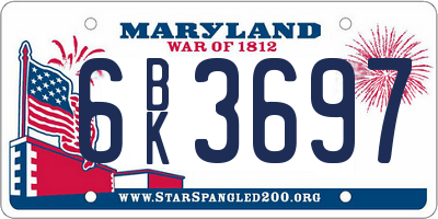 MD license plate 6BK3697