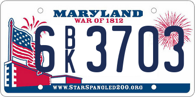 MD license plate 6BK3703