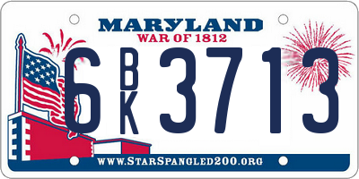 MD license plate 6BK3713