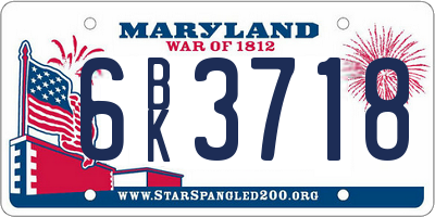 MD license plate 6BK3718