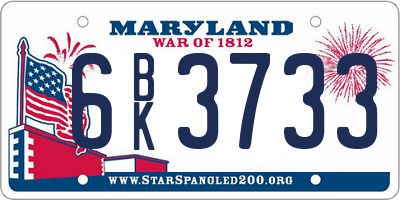 MD license plate 6BK3733