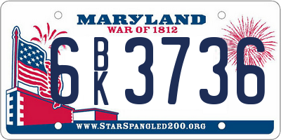 MD license plate 6BK3736