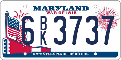 MD license plate 6BK3737