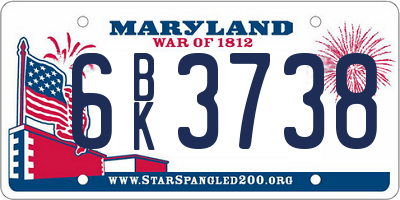 MD license plate 6BK3738