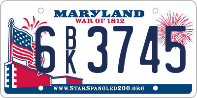 MD license plate 6BK3745