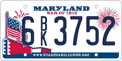 MD license plate 6BK3752