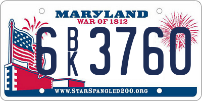 MD license plate 6BK3760