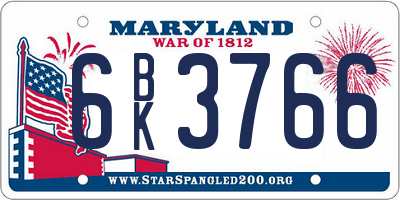 MD license plate 6BK3766