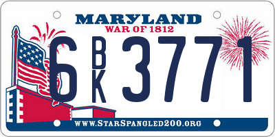 MD license plate 6BK3771