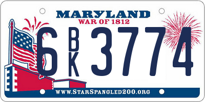 MD license plate 6BK3774