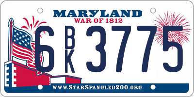 MD license plate 6BK3775