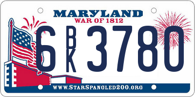 MD license plate 6BK3780