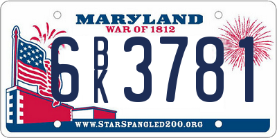 MD license plate 6BK3781