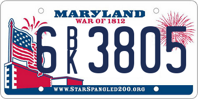 MD license plate 6BK3805
