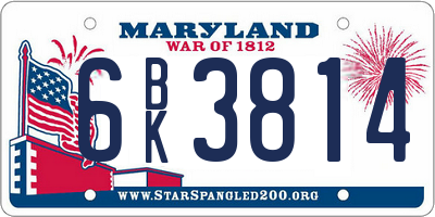 MD license plate 6BK3814