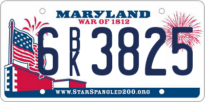 MD license plate 6BK3825