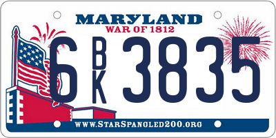 MD license plate 6BK3835
