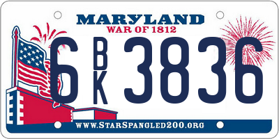 MD license plate 6BK3836