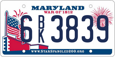 MD license plate 6BK3839