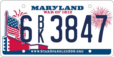 MD license plate 6BK3847