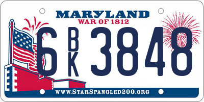 MD license plate 6BK3848