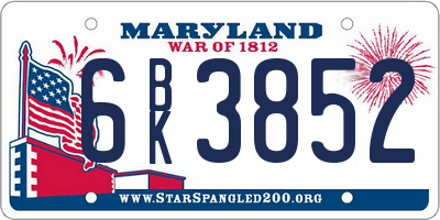 MD license plate 6BK3852
