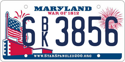 MD license plate 6BK3856