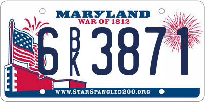 MD license plate 6BK3871