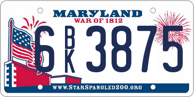 MD license plate 6BK3875
