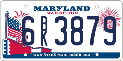 MD license plate 6BK3879