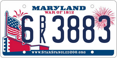 MD license plate 6BK3883