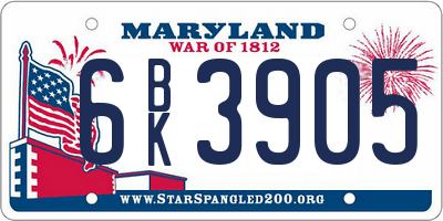 MD license plate 6BK3905