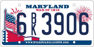 MD license plate 6BK3906