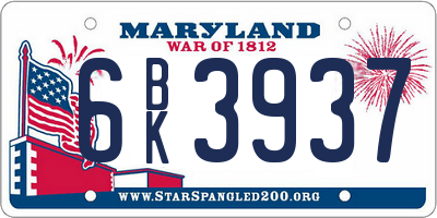 MD license plate 6BK3937