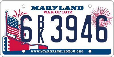 MD license plate 6BK3946