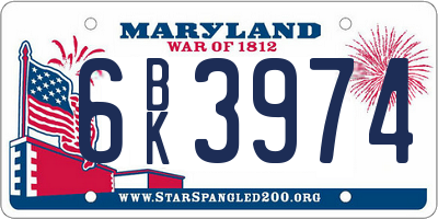 MD license plate 6BK3974