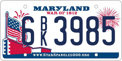 MD license plate 6BK3985