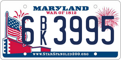 MD license plate 6BK3995