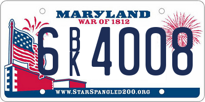 MD license plate 6BK4008
