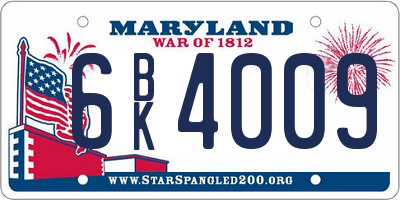 MD license plate 6BK4009
