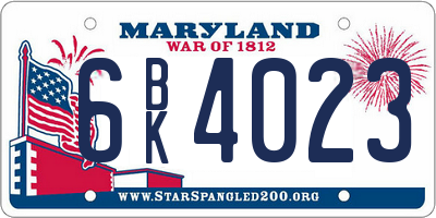MD license plate 6BK4023