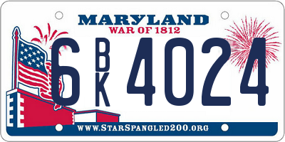 MD license plate 6BK4024