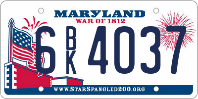 MD license plate 6BK4037