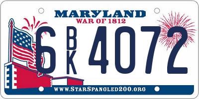 MD license plate 6BK4072
