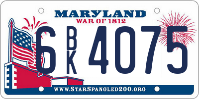 MD license plate 6BK4075