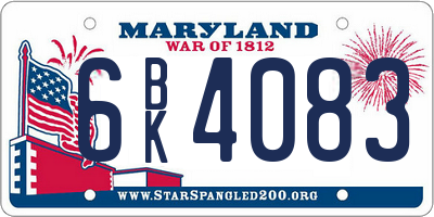 MD license plate 6BK4083