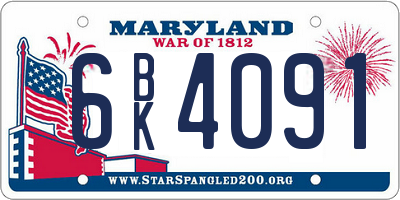 MD license plate 6BK4091